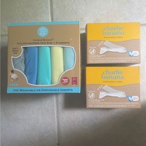 NEW Charlie Banana Cloth Diapers (5) PLUS Disposable Inserts